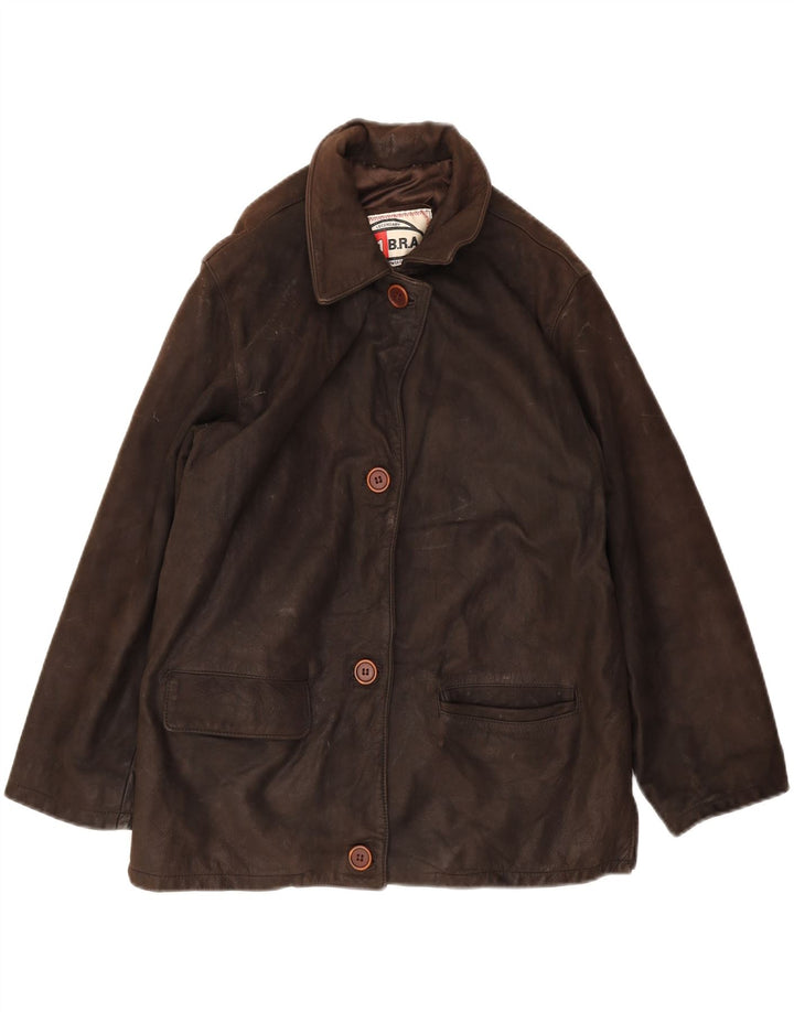 Veste en cuir femme VINTAGE EU 44 XL Cuir marron