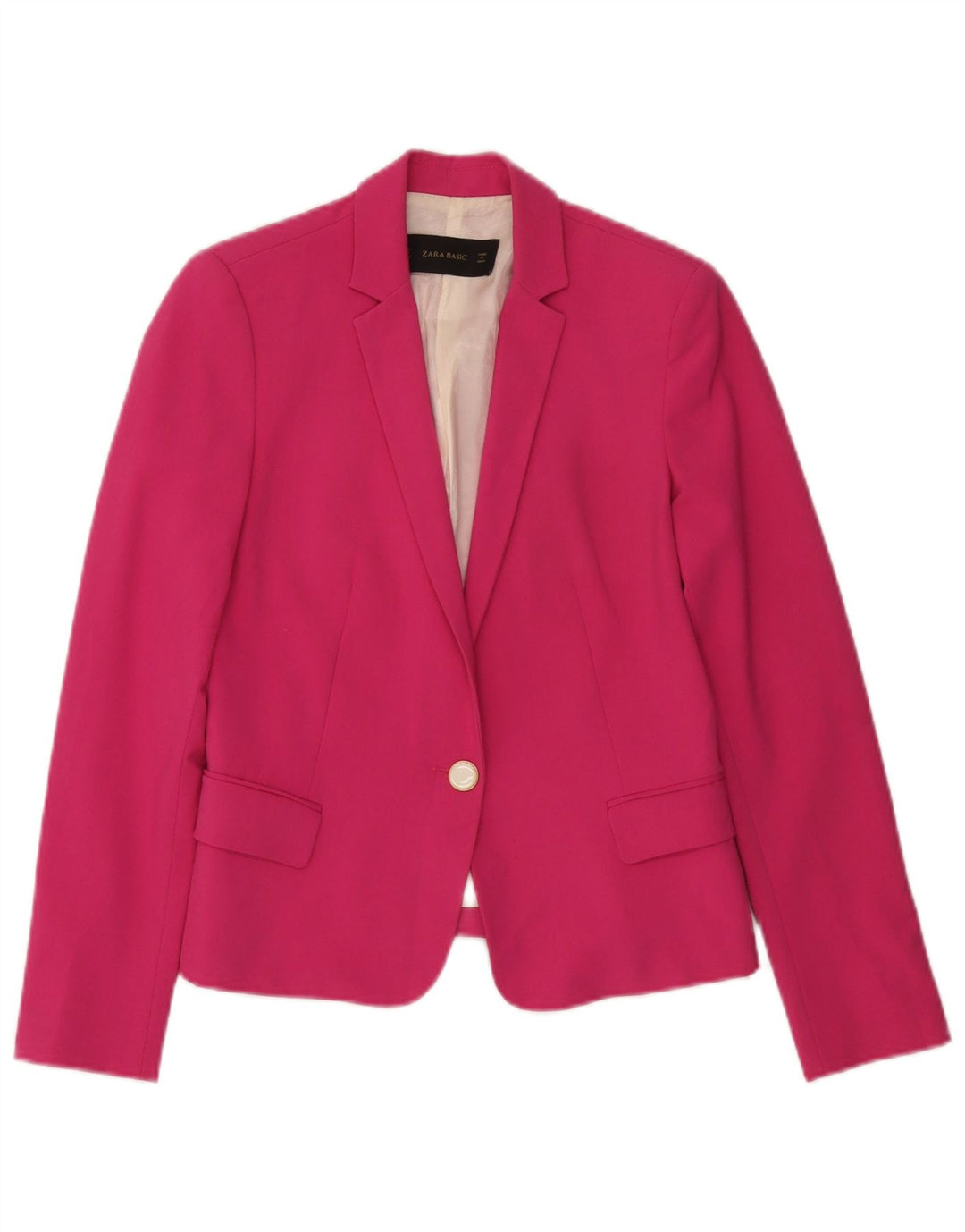 Zara Femme 1 Bouton Blazer Veste UK 10 Petit Rose Polyester