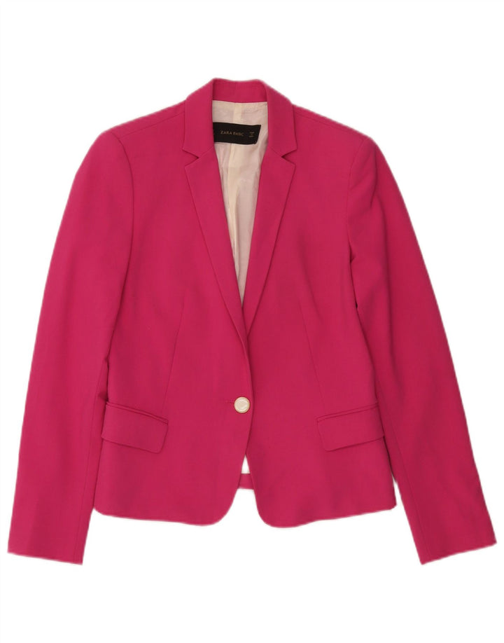 Zara Femme 1 Bouton Blazer Veste UK 10 Petit Rose Polyester
