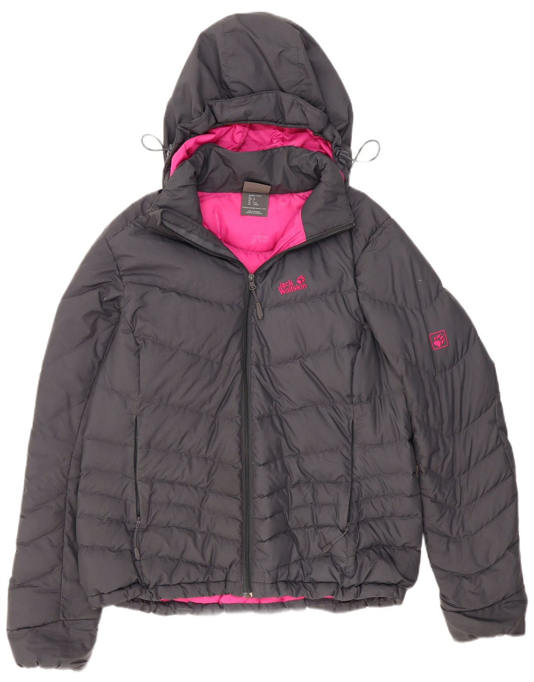 Jack Wolfskin Veste matelassée à capuche standard pour femme UK 16 Large Gris