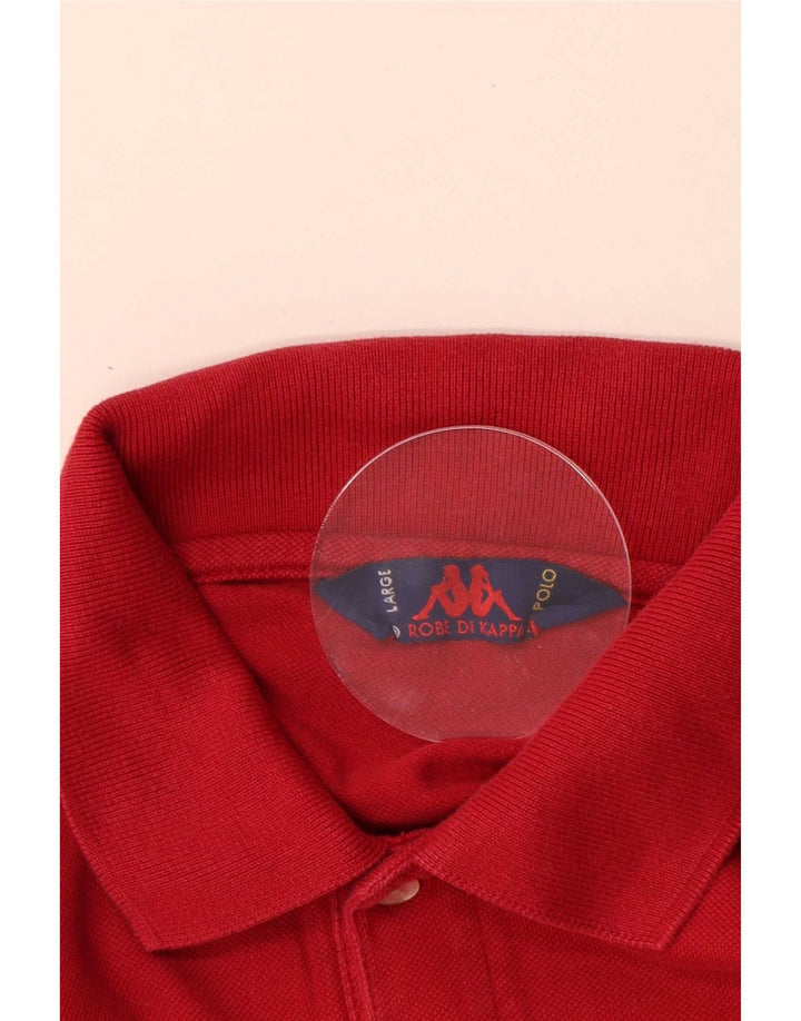 Kappa Polo à manches longues pour homme en coton rouge Large