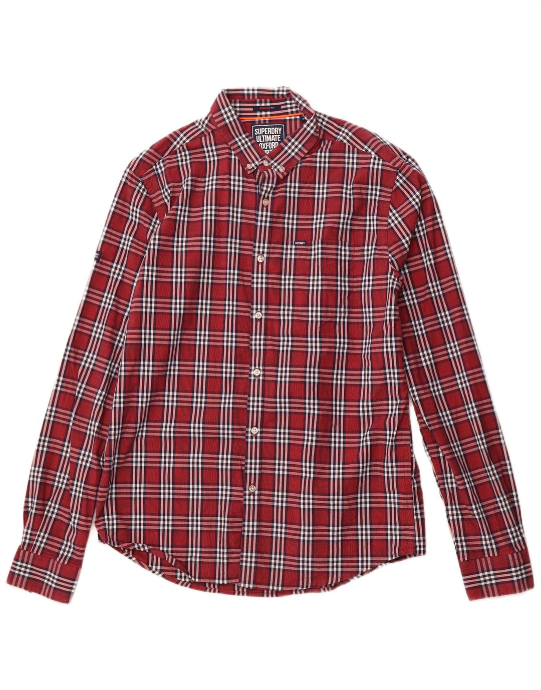SUPERDRY Chemise Regular Fit Homme Grand Carreau Bordeaux Coton