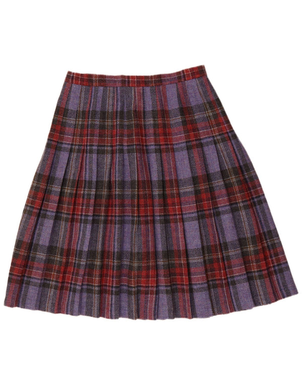 Dunedin Jupe plissée couteau pour femme UK 20 2XL W34 Violet à carreaux en laine vierge