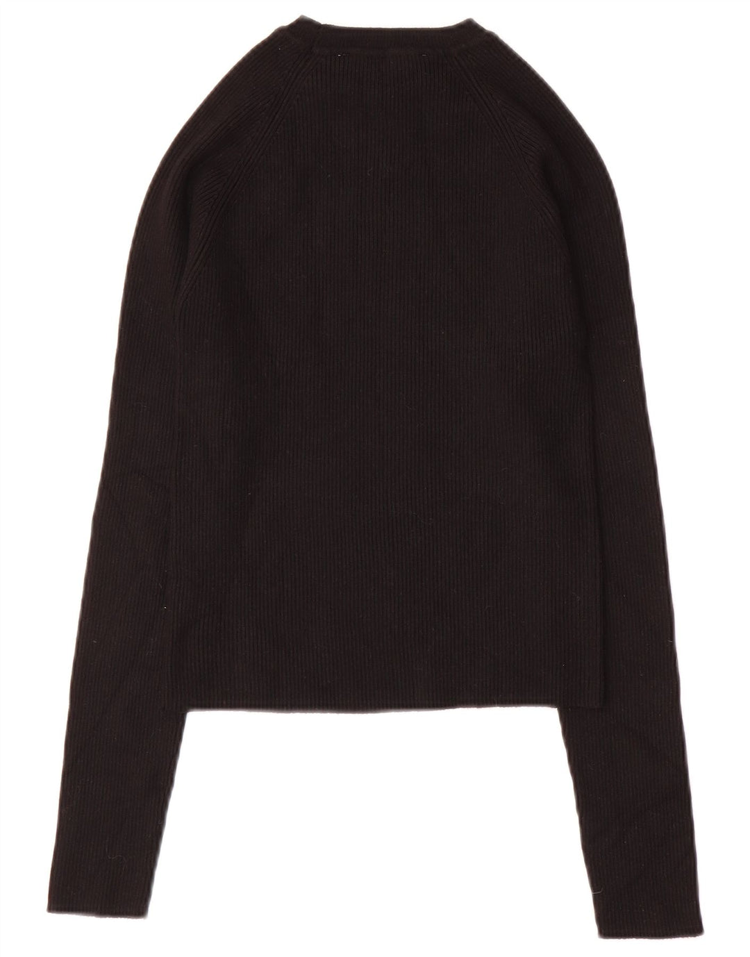 Zara Femme Crop Top Manches Longues UK 12 Medium Noir Viscose