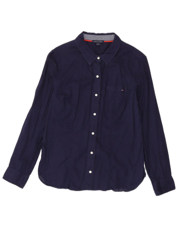 Tommy Hilfiger Chemise Femme UK 14 Large Bleu Marine Coton