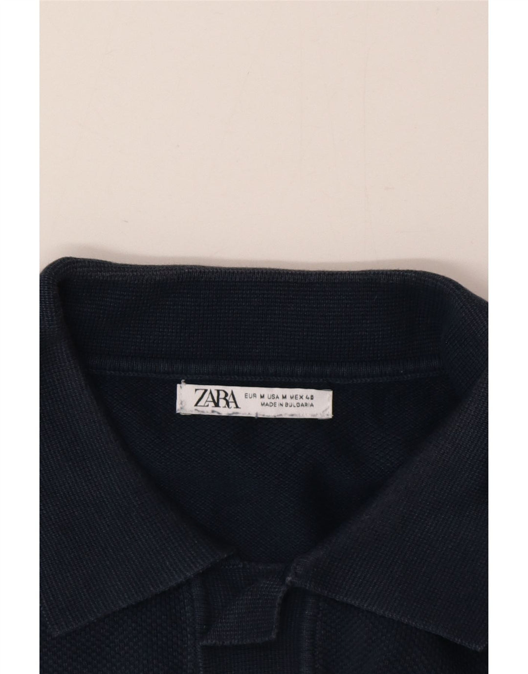 Zara Pull à manches courtes et col polo pour homme Bleu marine moyen