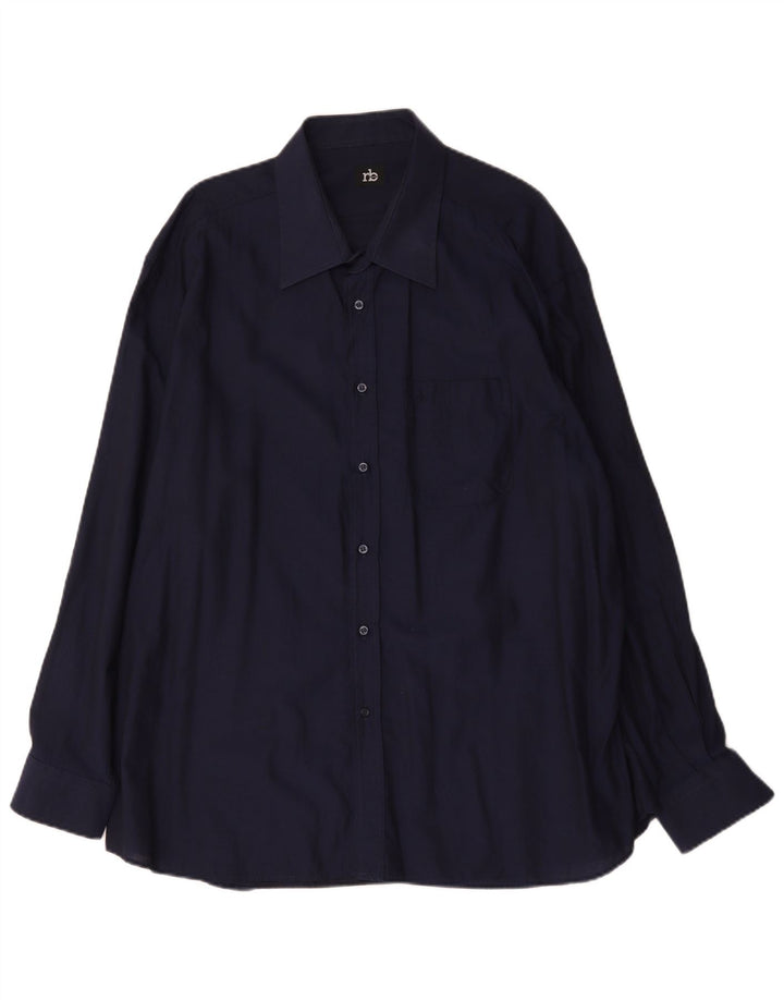Roccobarocco Chemise Homme Taille 48 2XL Bleu Marine Coton
