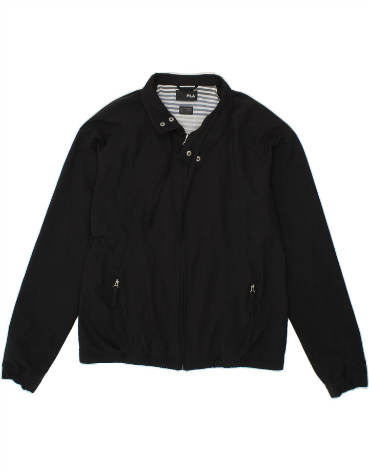 FILA Womens Bomber Jacket UK 14 Medium Black Polyester Vintage Fila and Second-Hand Fila from Messina Hembry 