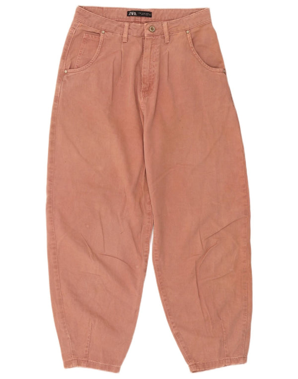 Zara Pantalon court coupe ample pour femme EU 36 XS W26 L25 Coton orange