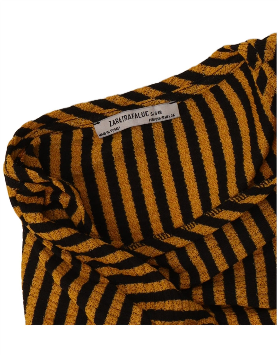 Zara Womens Crop Blouse Top UK 10 Petit Jaune Rayé