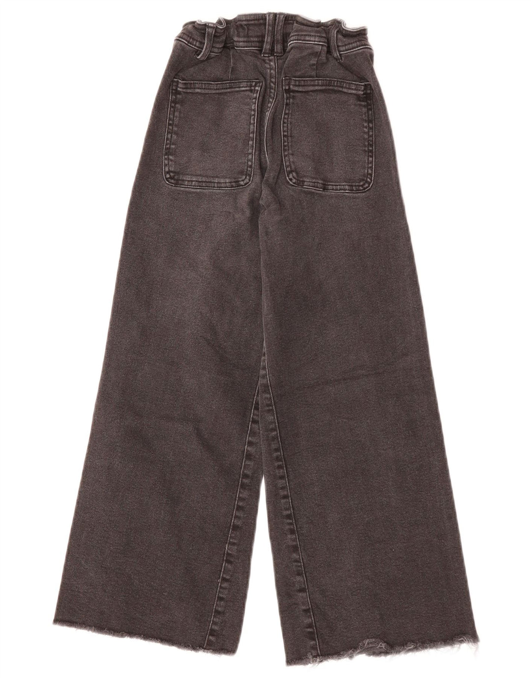 ZARA Filles Taille Haute Jambe Large Jeans 7-8 ans W22 L21 Coton Noir
