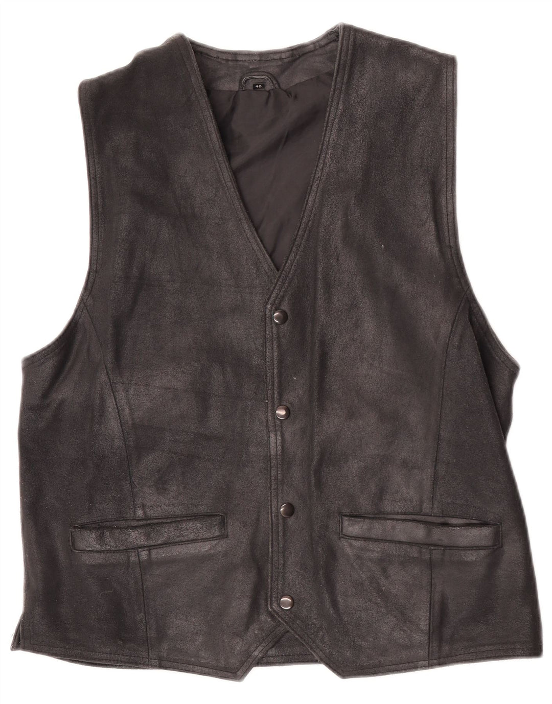 gilet en daim homme vintage IT 48 cuir noir moyen