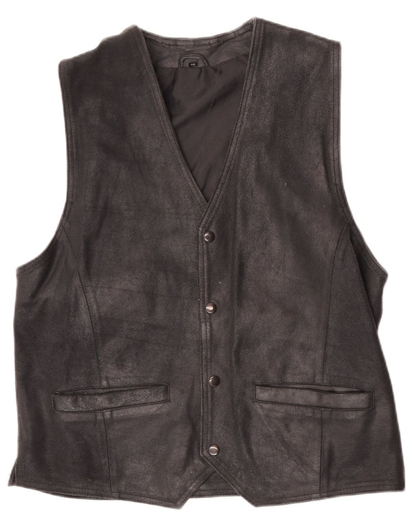 gilet en daim homme vintage IT 48 cuir noir moyen