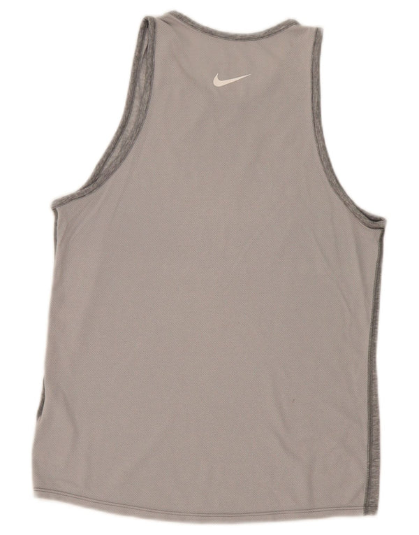 Nike Womens Dri Fit Graphic Débardeur UK 6 XS Gris Moucheté Coton
