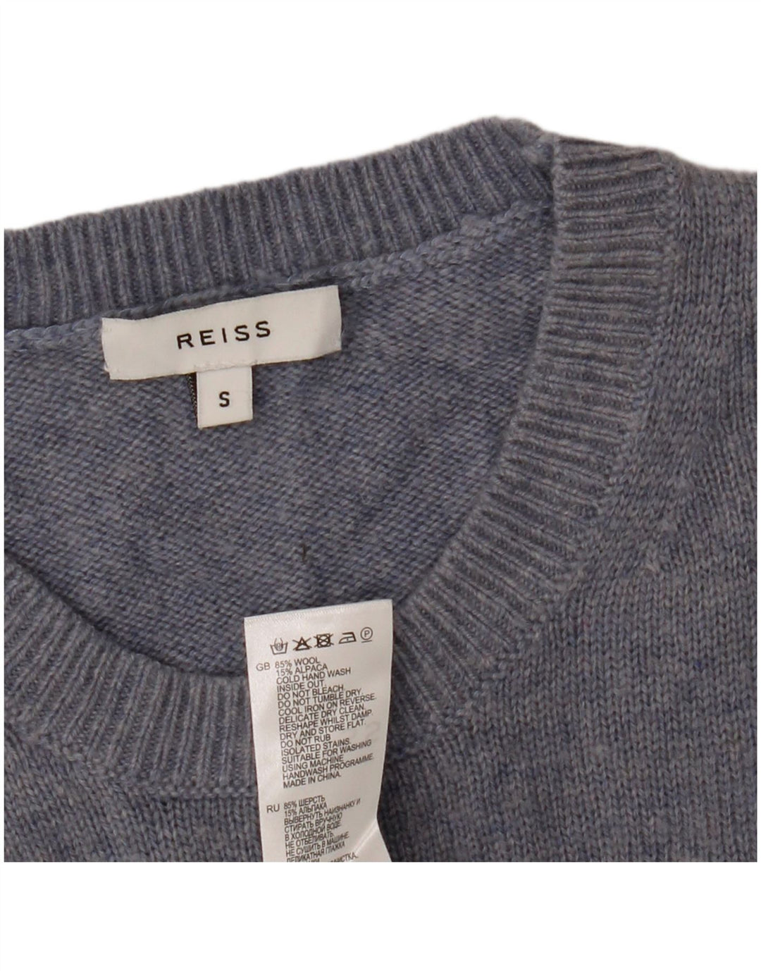 Reiss Pull à col rond pour homme en laine bleue Small