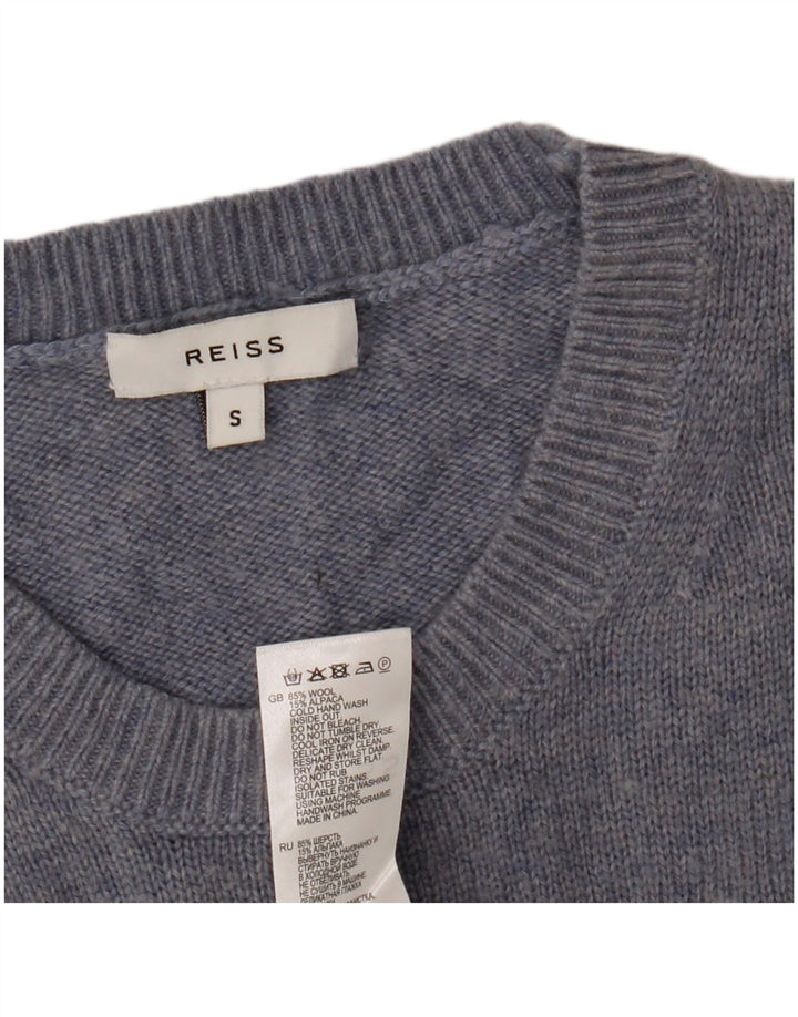 Reiss Pull à col rond pour homme en laine bleue Small