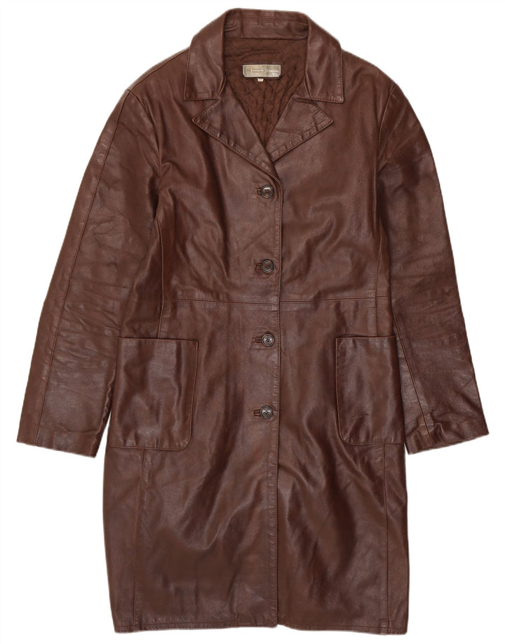 VINTAGE Manteau en cuir femme UK 18 XL Cuir marron