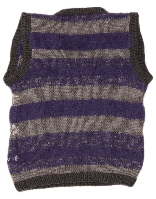 vintage Womens Vest Tank Top UK 14 Moyen Violet Rayé