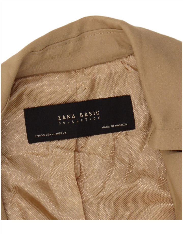 ZARA Manteau croisé sans manches pour femme UK 6 XS Beige