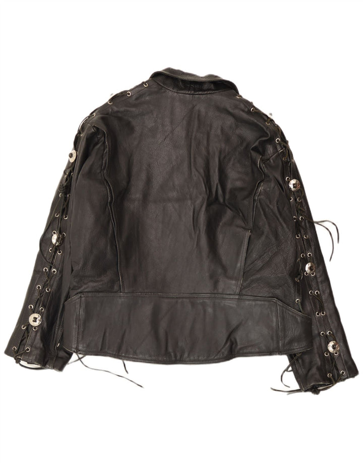 veste de motard en cuir homme vintage grand cuir noir
