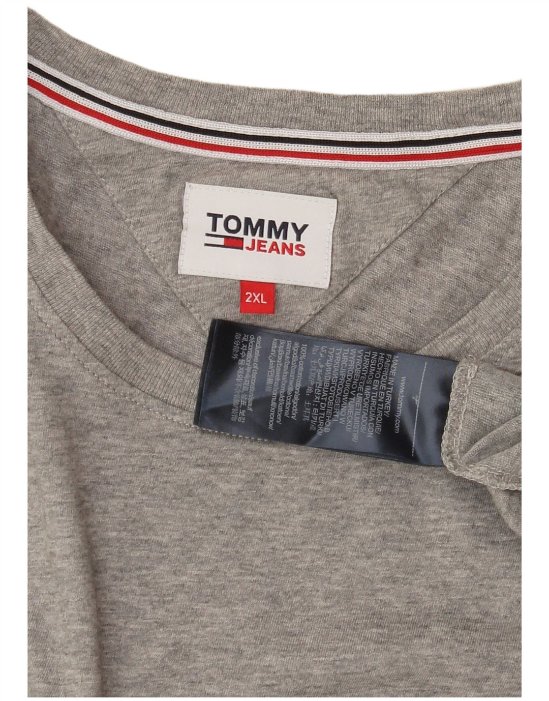 TOMMY HILFIGER T-Shirt Femme Top UK 20 2XL Gris Coton
