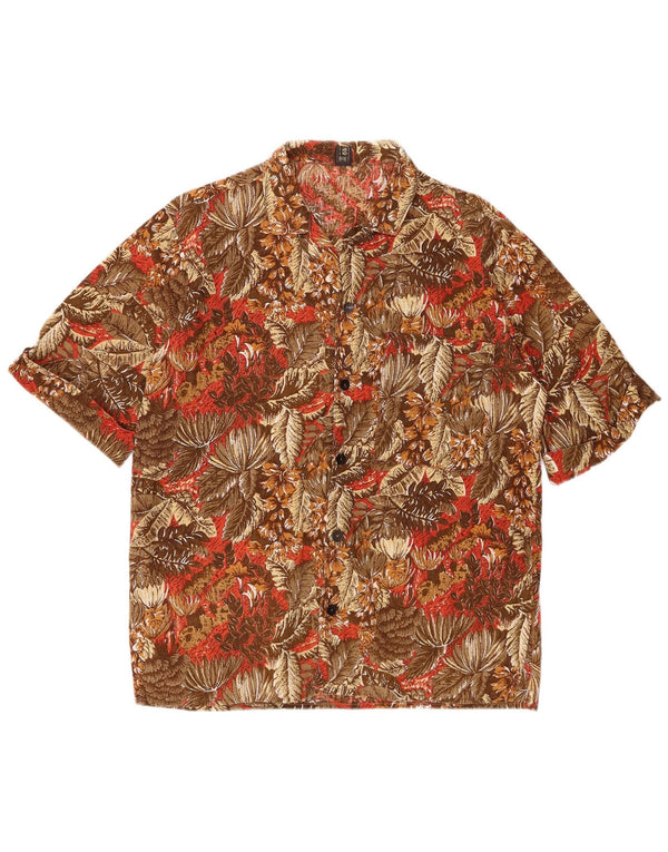 Privilegi Chemise à Manches Courtes Homme Marron Moyen Coton Floral