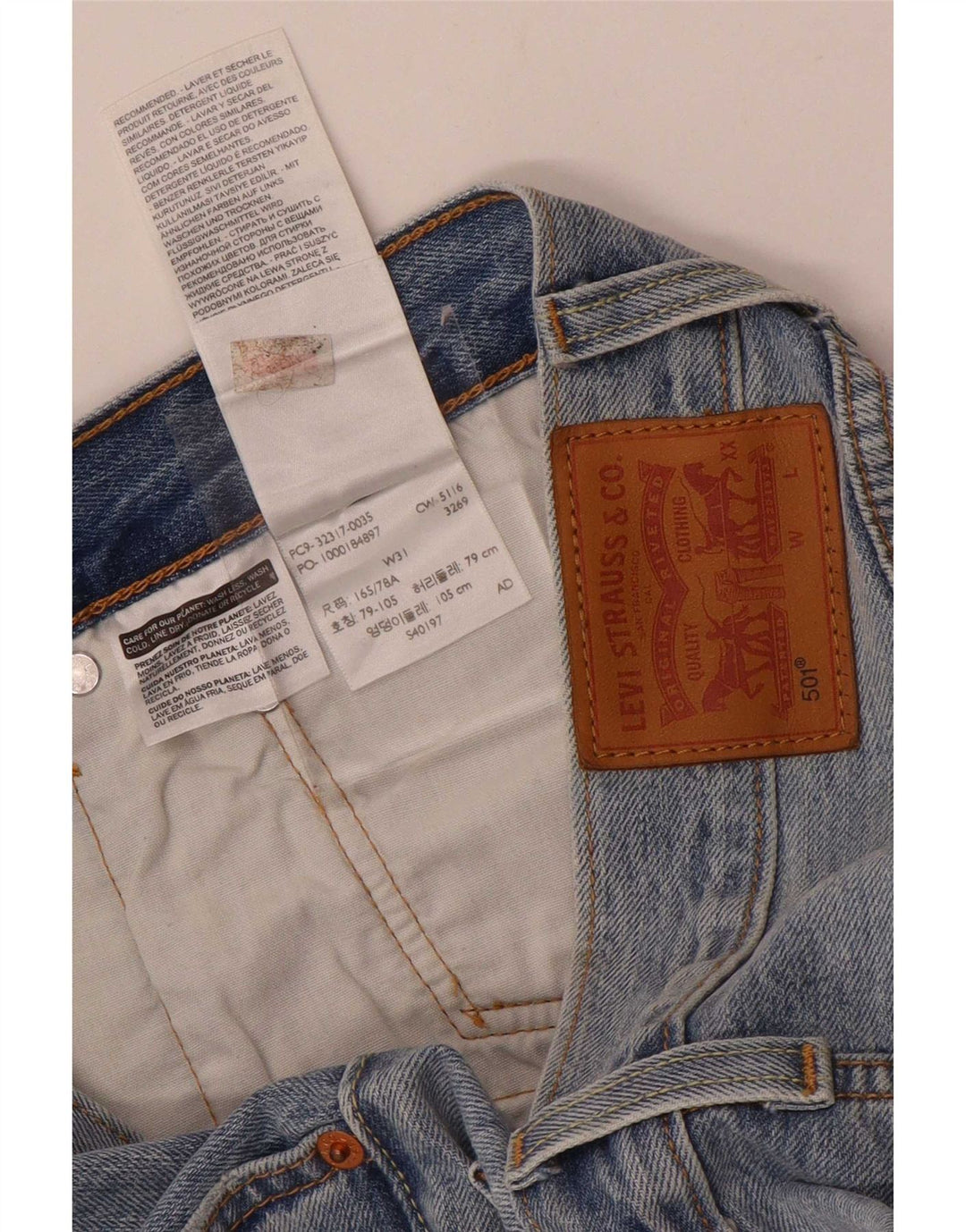 Levi's Short 501 Distressed Denim W31 Femme Bleu Moyen Coton