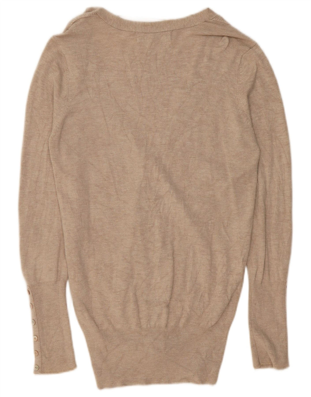 Zara Cardigan Femme Pull UK 12 Rayonne Beige Moyen