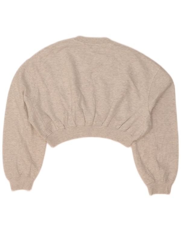 Zara Womens Crop Oversize Sweatshirt Jumper UK 10 Petit Gris Moucheté