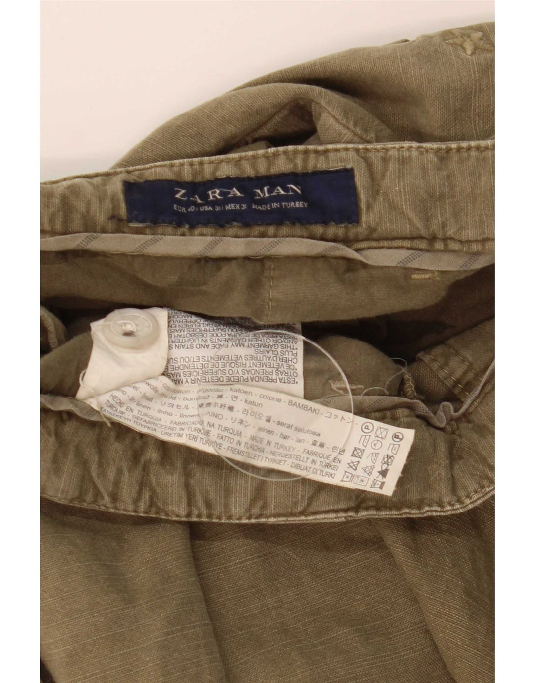 Zara Short Chino Homme EU 40 Medium W31 Kaki Coton