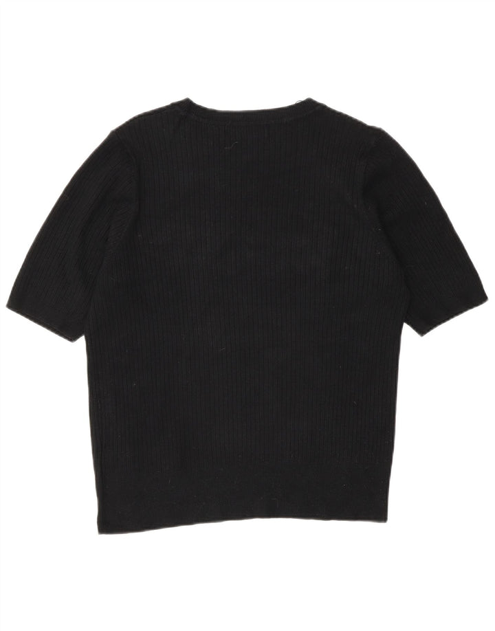 Marks & Spencer T-Shirt Femme Top UK 12 Medium Noir Viscose