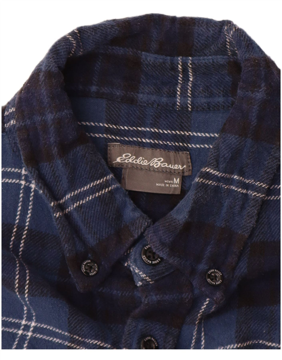 Eddie Bauer Chemise en flanelle pour homme en coton à carreaux bleu marine moyen