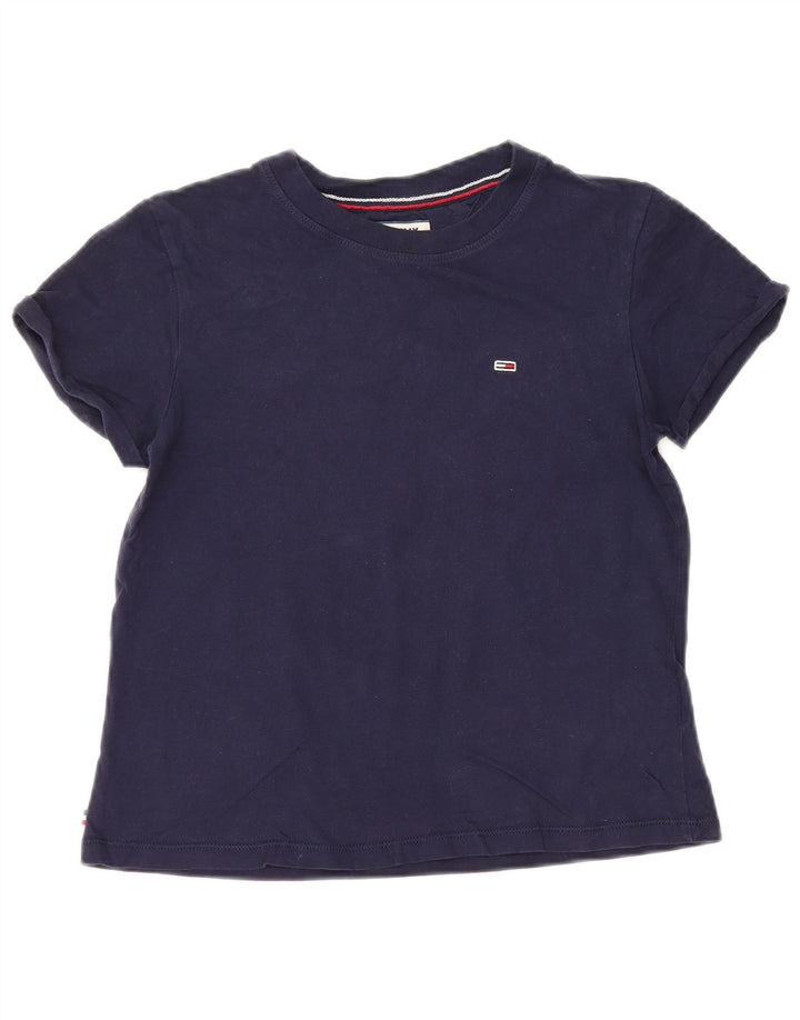 TOMMY HILFIGER T-Shirt Oversize Femme UK 2 2XS Bleu Marine Coton
