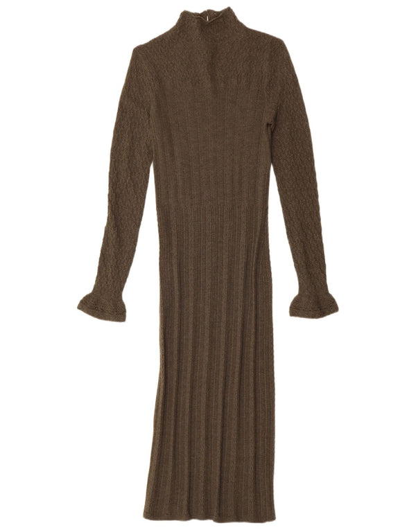 Polo Ralph Lauren Robe pull maxi à manches longues pour femme UK 6 XS Laine kaki