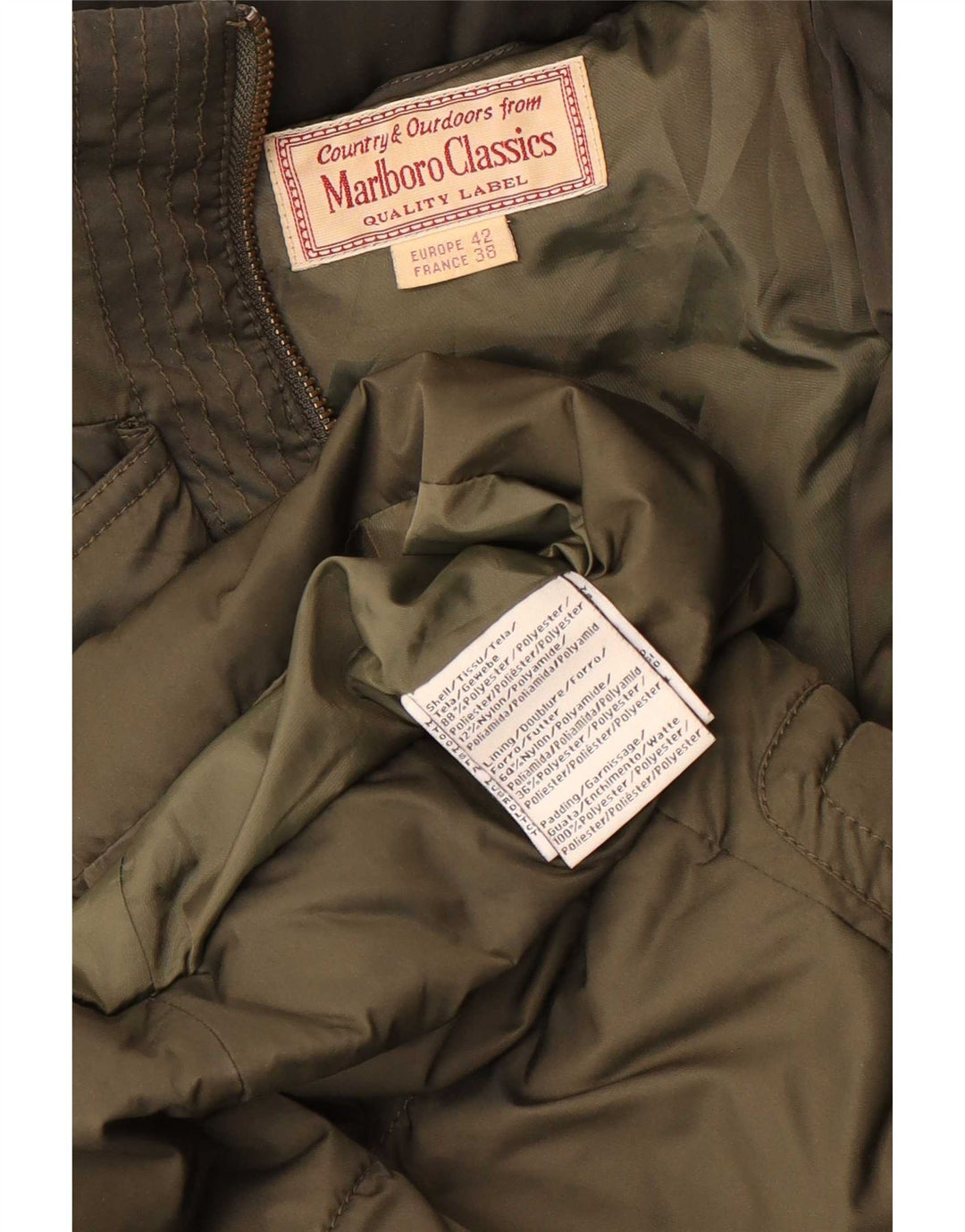 Marlboro Classics Manteau rembourré à capuche pour femme EU 38 Kaki moyen Polyester