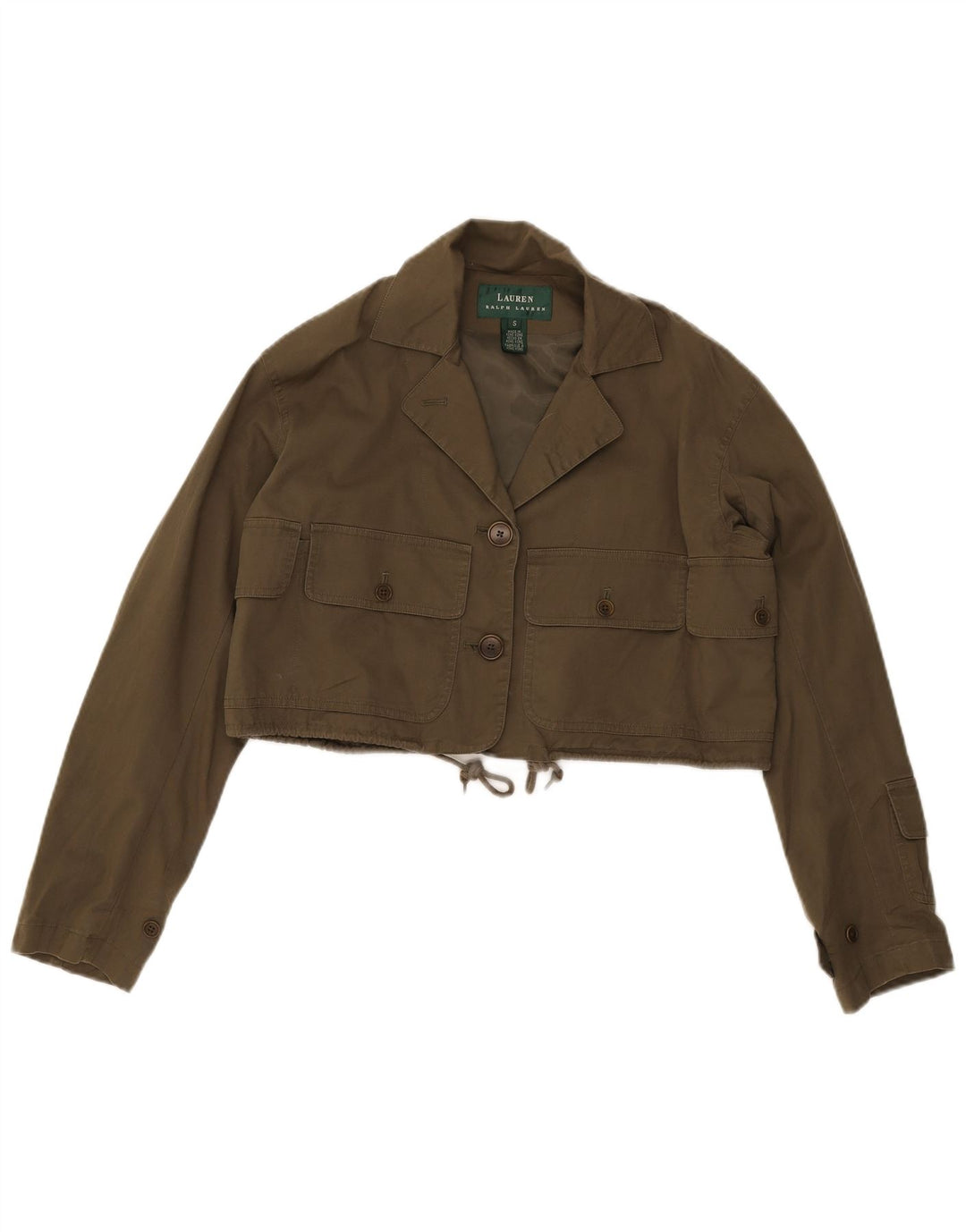 Ralph Lauren Veste utilitaire courte pour femme UK 10 Petit coton kaki