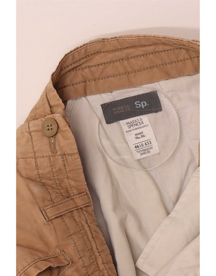 Marks & Spencer Bermuda Cargo Homme W30 Coton Beige Moyen