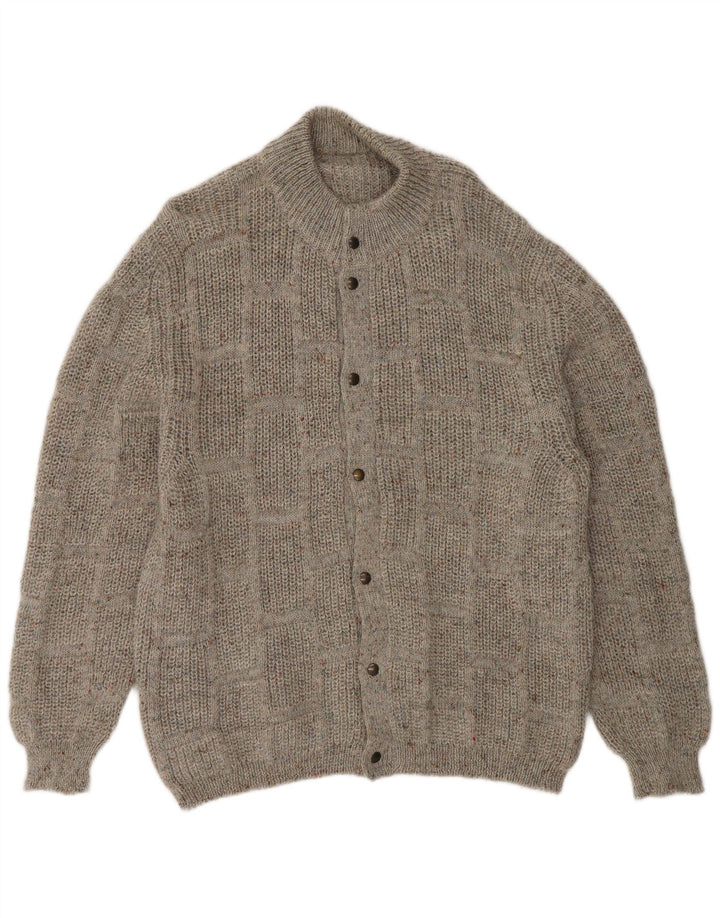 vintage Mens Cardigan Sweater Grand Gris Moucheté