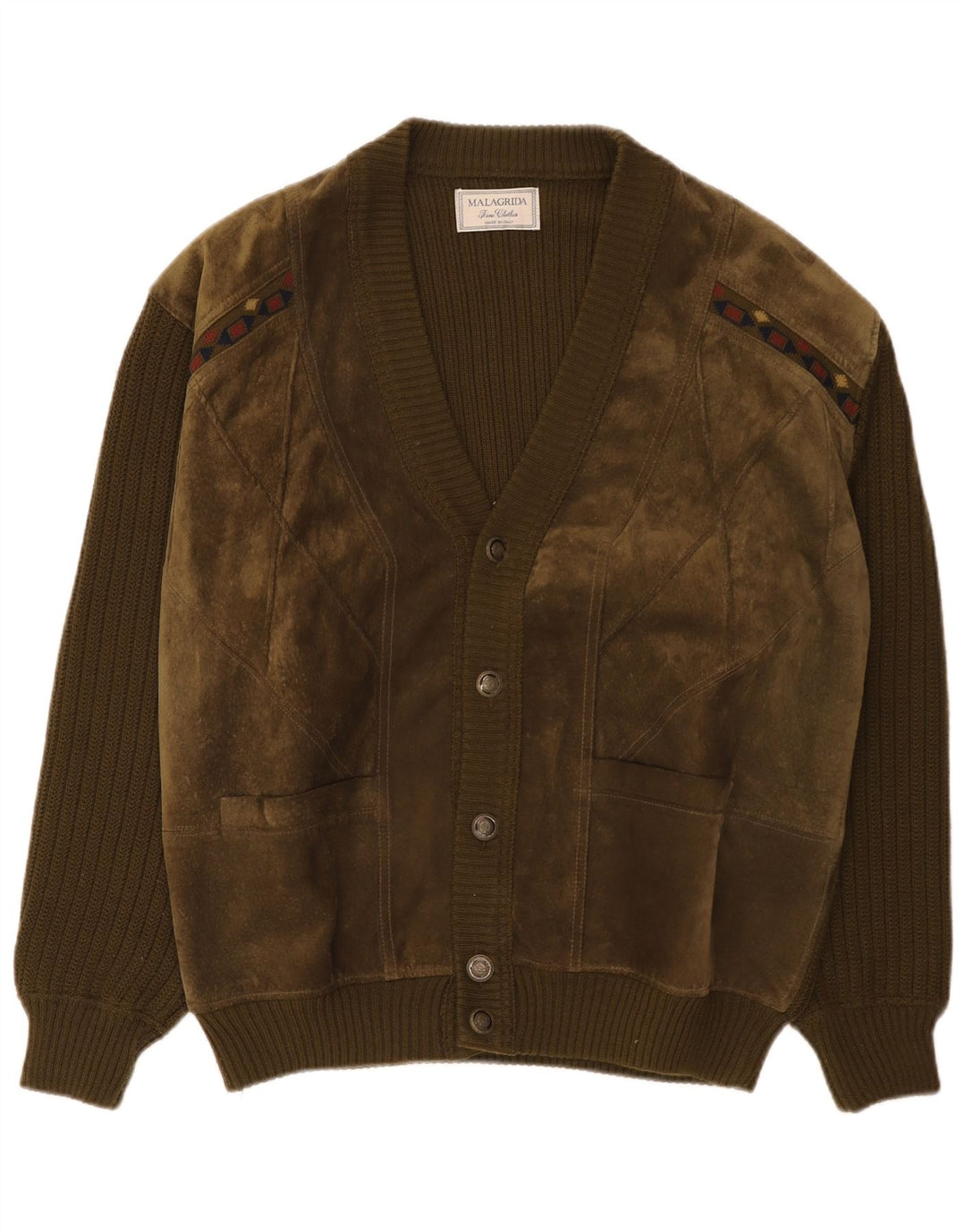 Malagrida Cardigan en daim pour homme XL Vert
