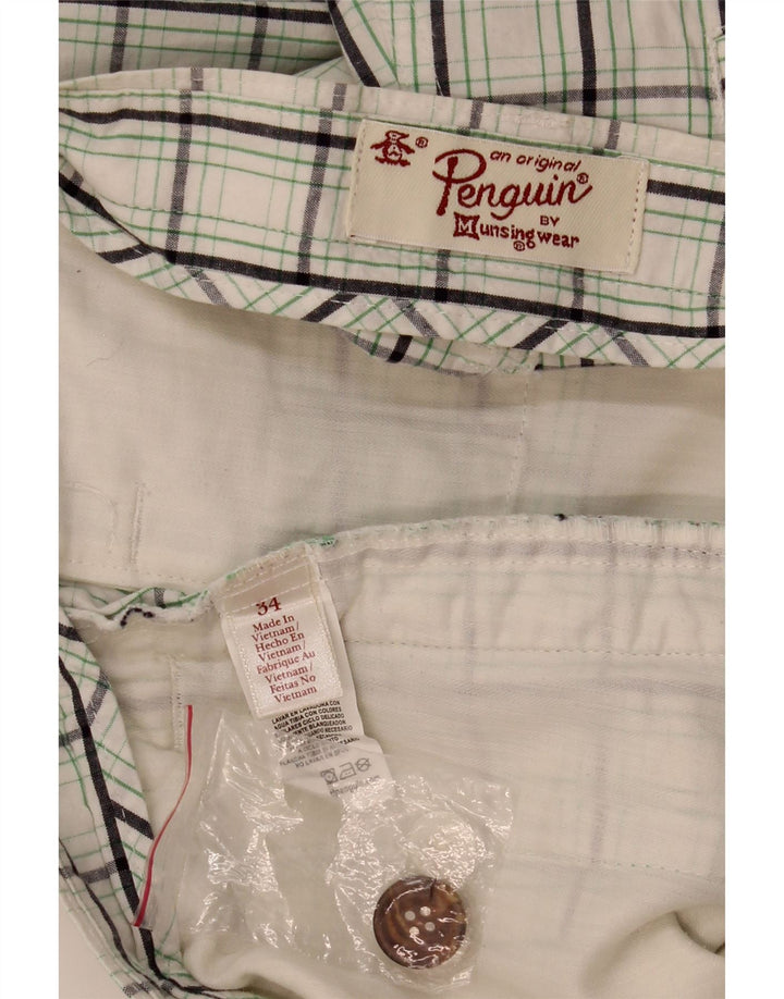 PENGUIN Short Chino Homme W34 Grand Carreau Blanc Coton