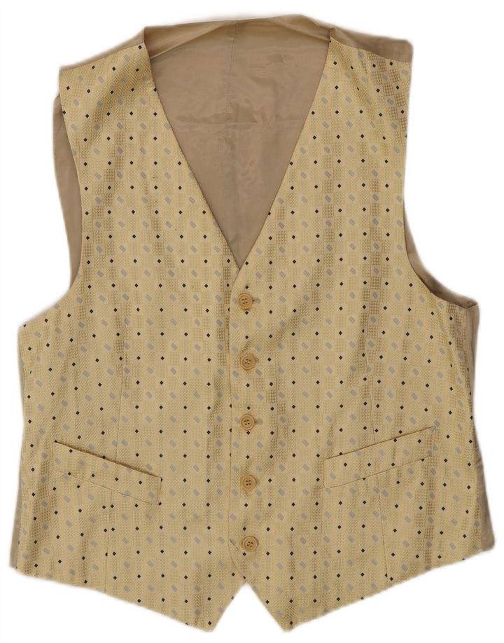 gilet homme vintage IT 50 Soie géométrique beige moyen