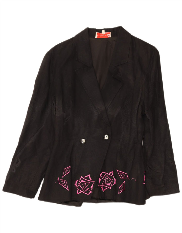 Anna Lugli Veste blazer croisée pour femme IT 42 Noir moyen floral