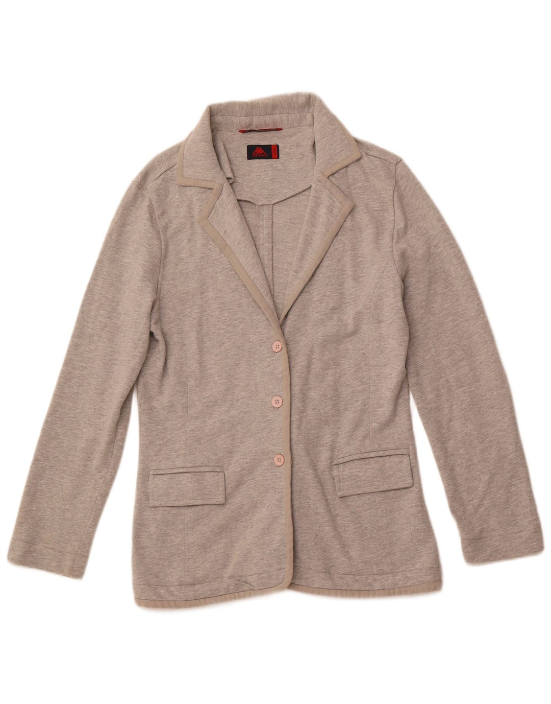KAPPA Veste Blazer 3 Boutons Femme UK 14 Grand Coton Gris