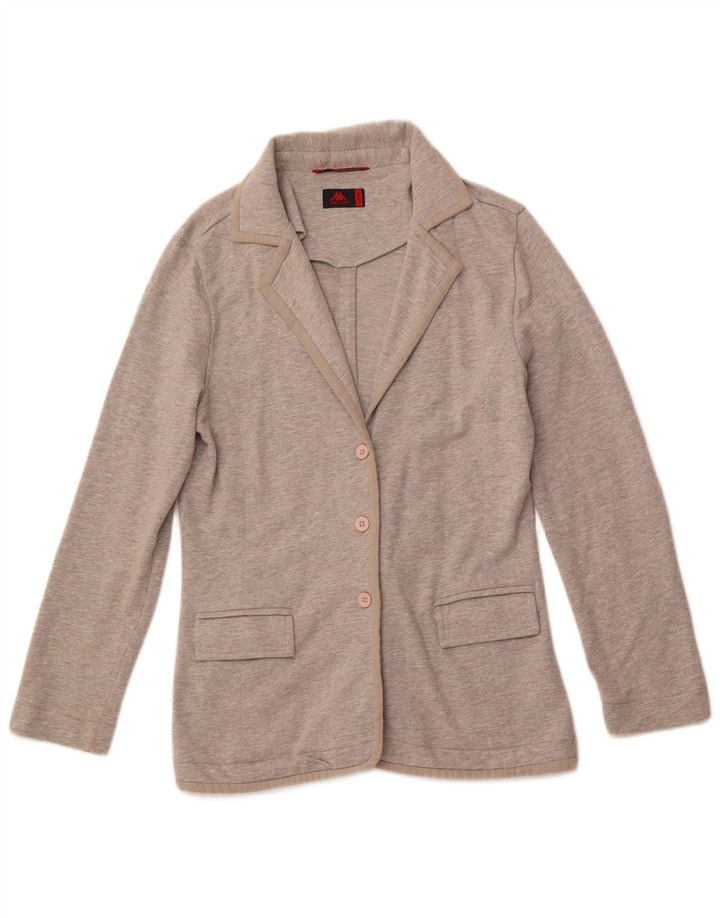 KAPPA Veste Blazer 3 Boutons Femme UK 14 Grand Coton Gris
