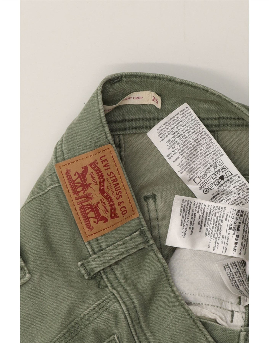 LEVI'S Jean droit court taille haute 724 femme W25 L25 coton vert