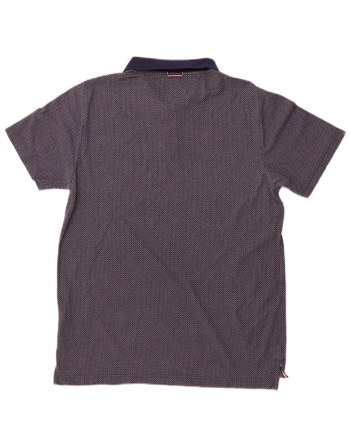 TOMMY HILFIGER Polo Homme XL Bleu Marine Tacheté Coton