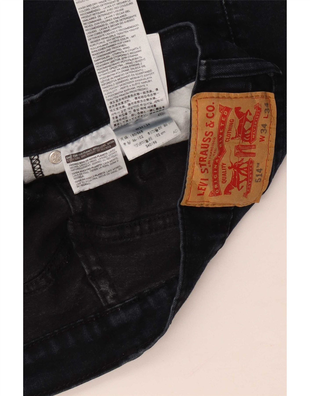 Levi's Jean Droit 514 Homme W34 L34 Bleu Marine Coton