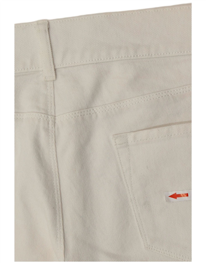 Benetton Femme Denim Hot Pants W32 Large Blanc Cassé