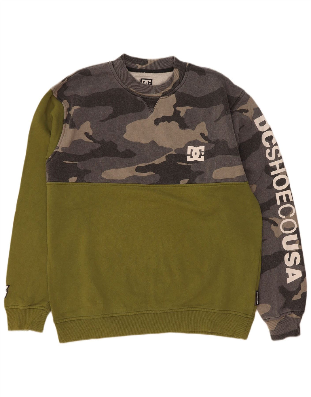 DC Mens Graphic Sweatshirt Jumper Grand Vert Camouflage Coton