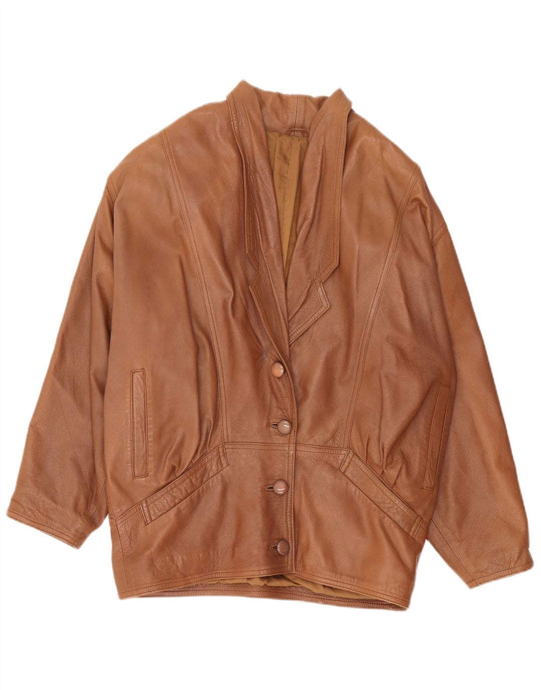Veste en cuir surdimensionnée femme vintage UK 18 XL Cuir Marron